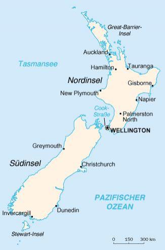 Neuseeland mit der Hauptstadt Wellington