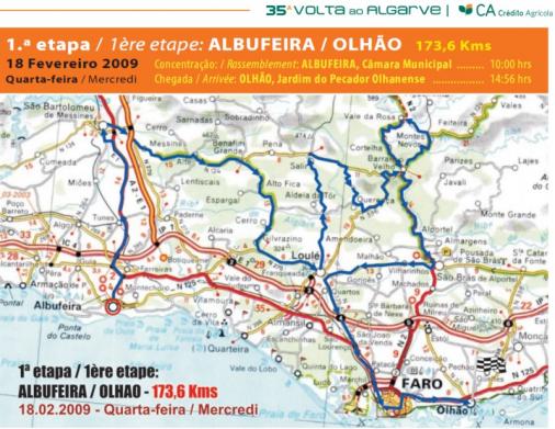 Streckenverlauf Volta ao Algarve 2009 - Etappe 1