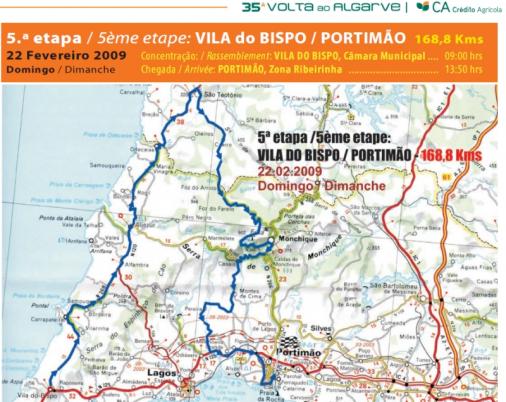 Streckenverlauf Volta ao Algarve 2009 - Etappe 5