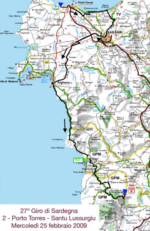 Streckenverlauf Giro di Sardegna 2009 - Etappe 2