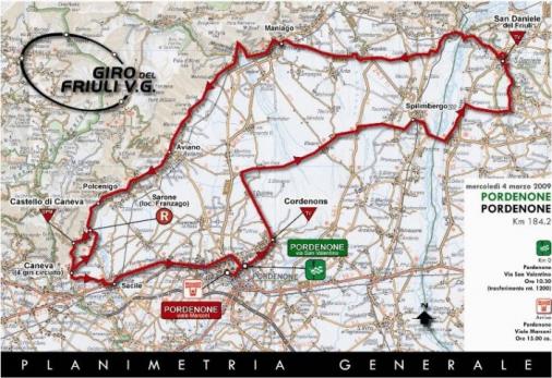 Streckenverlauf Giro del Friuli 2009
