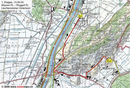 Streckenverlauf Tour de Suisse 2009 - Etappe 1