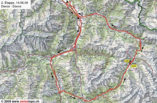Streckenverlauf Tour de Suisse 2009 - Etappe 2