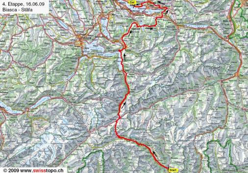 Streckenverlauf Tour de Suisse 2009 - Etappe 4