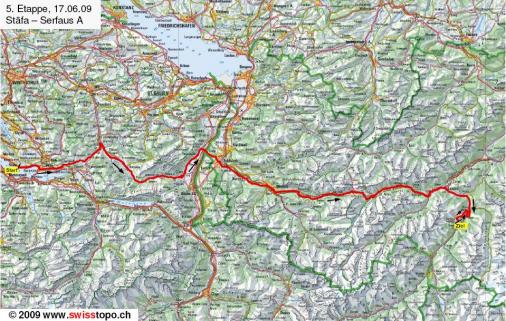 Streckenverlauf Tour de Suisse 2009 - Etappe 5