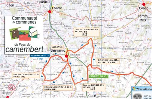 Streckenverlauf Paris-Camembert 2009