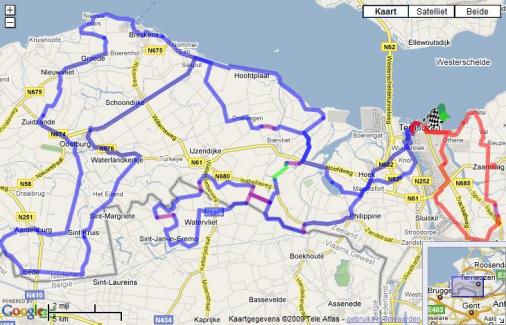 Streckenverlauf Delta Tour Zeeland 2009 - Etappe 2