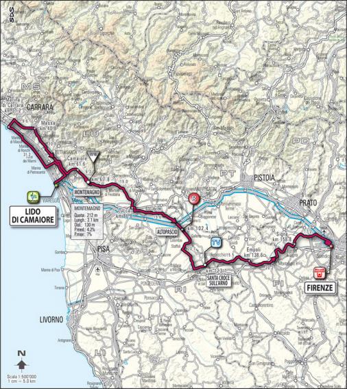 Streckenverlauf Giro d´Italia 2009 - Etappe 13