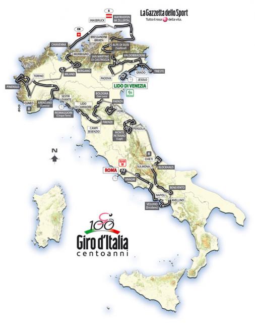 Streckenverlauf Giro d´Italia 2009