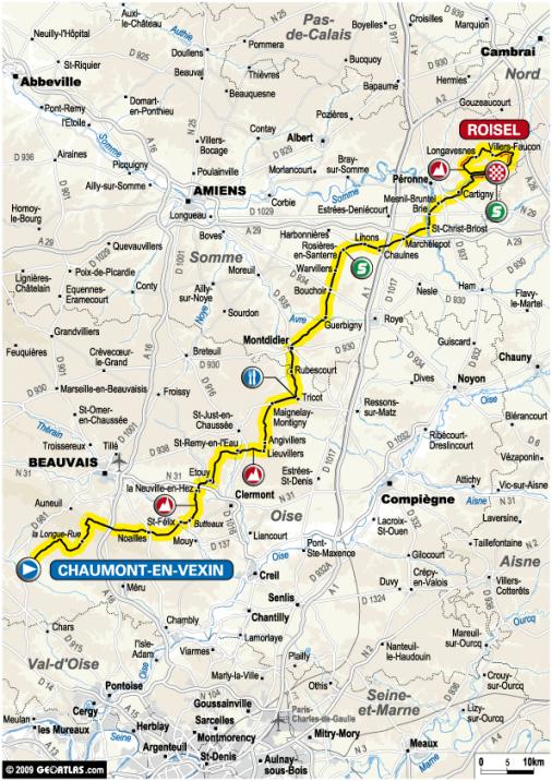 Streckenverlauf Tour de Picardie 2009 - Etappe 1