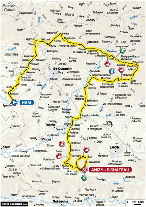 Streckenverlauf Tour de Picardie 2009 - Etappe 2