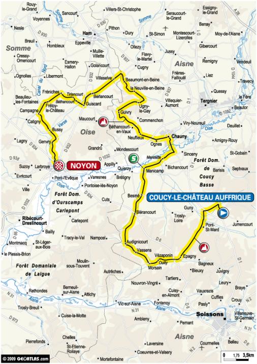 Streckenverlauf Tour de Picardie 2009 - Etappe 3