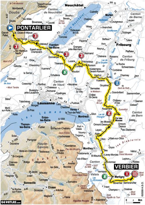 Streckenverlauf Tour de France 2009 - Etappe 15