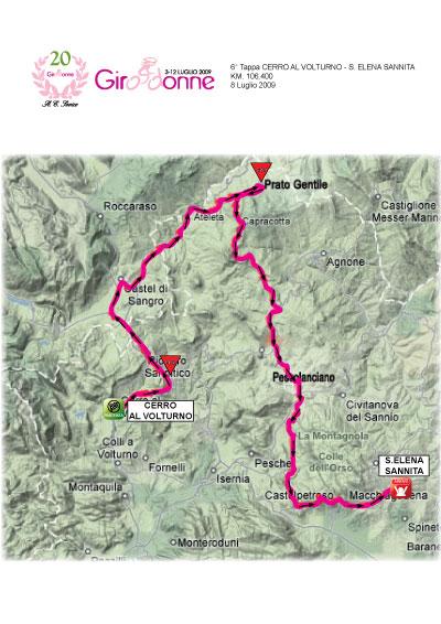 Streckenverlauf Giro d`Italia Internazionale Femminile 2009 - Etappe 6