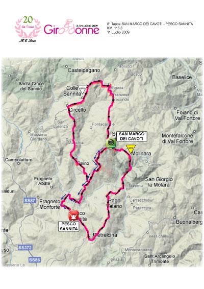 Streckenverlauf Giro d`Italia Internazionale Femminile 2009 - Etappe 8