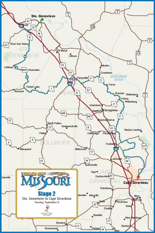 Streckenverlauf Tour of Missouri 2009 - Etappe 2