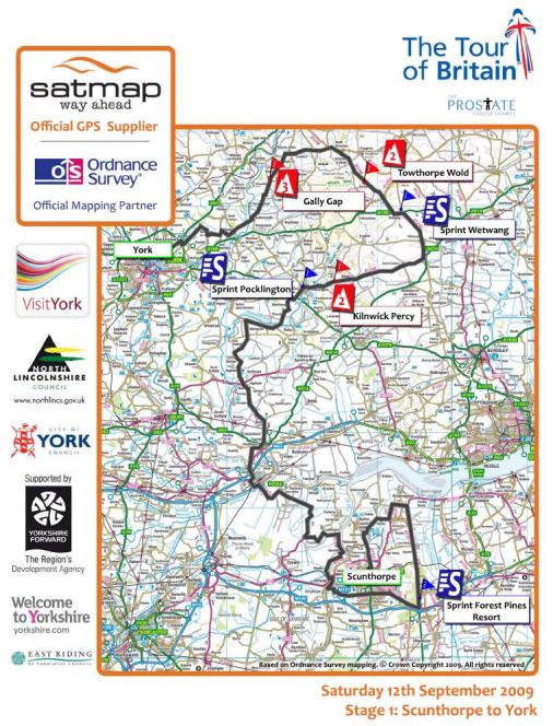 Streckenverlauf Tour of Britain 2009 - Etappe 1