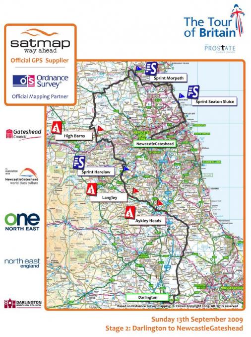 Streckenverlauf Tour of Britain 2009 - Etappe 2