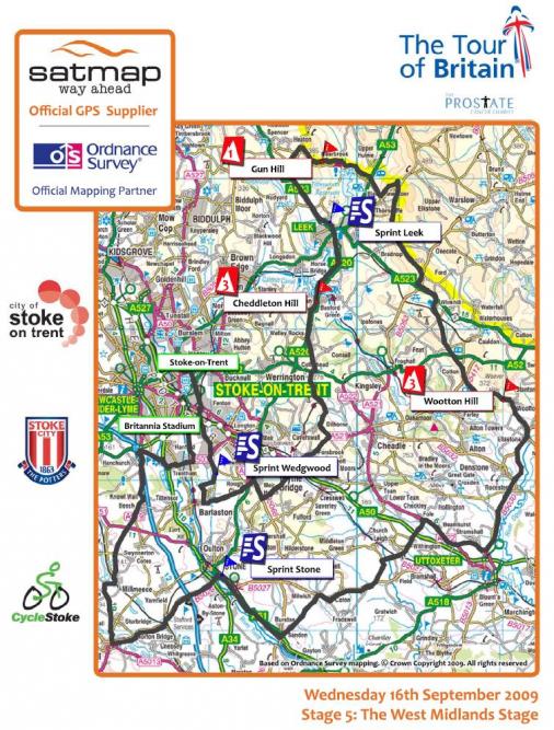 Streckenverlauf Tour of Britain 2009 - Etappe 5