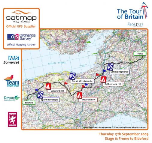 Streckenverlauf Tour of Britain 2009 - Etappe 6