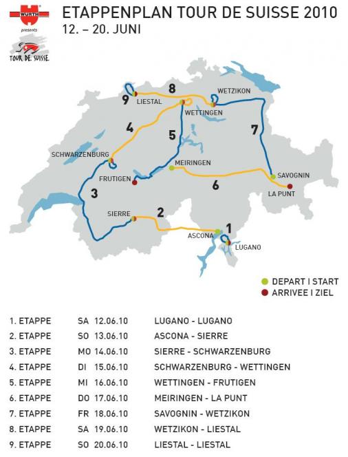 Tour De Suisse 2021 Etappenplan Alle Etappenorte Der Tour De Suisse