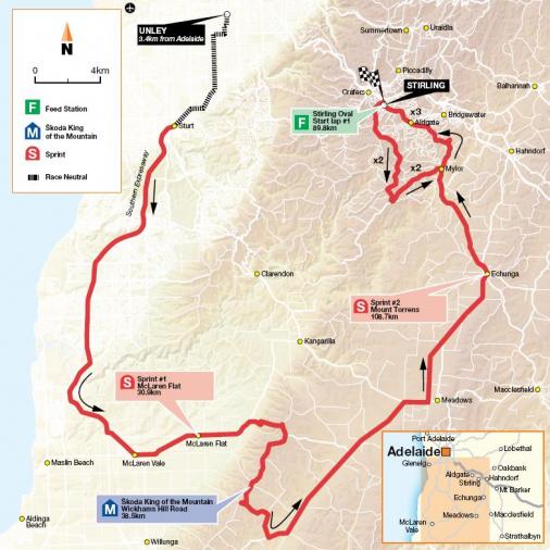Streckenverlauf Tour Down Under 2009 - Etappe 3