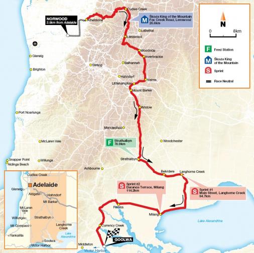 Streckenverlauf Tour Down Under 2009 - Etappe 4