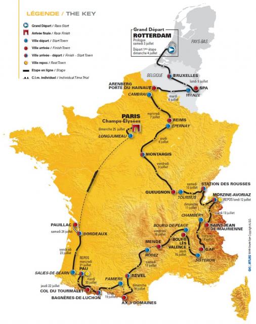 Die Karte der Tour de France 2010