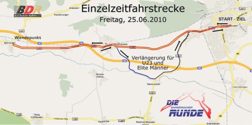 Streckenverlauf Nationale Meisterschaften 2010: Deutschland - Zeitfahren