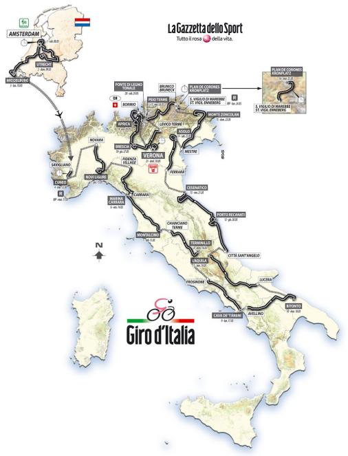 Streckenverlauf Giro d´Italia 2010