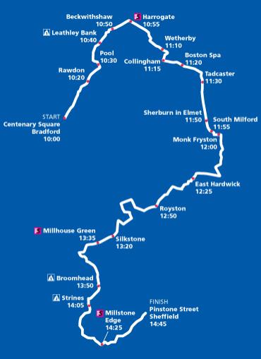 Karte: Etappe 3 - Tour of Britain