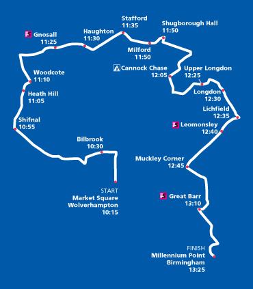 Karte: Etappe 4 - Tour of Britain