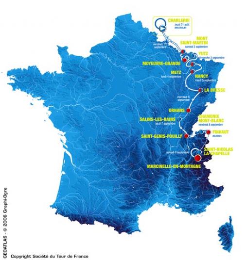 Streckenverlauf der Tour de l\'Avenir