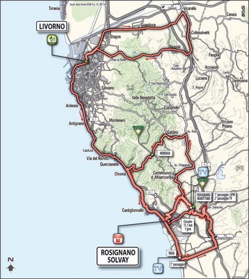 Streckenverlauf Tirreno - Adriatico 2010 - Etappe 1