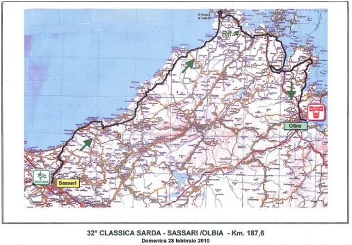 Streckenverlauf Classica Sarda Olbia-Pantogia 2010