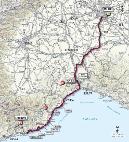 Streckenverlauf Mailand - Sanremo 2010