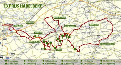 Streckenverlauf E3 Prijs Vlaanderen - Harelbeke 2010