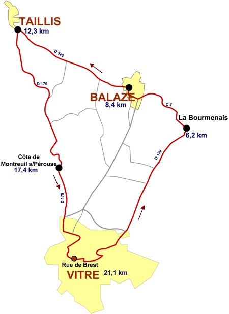 Streckenverlauf Route Adlie de Vitr 2010, 1. Rundkurs