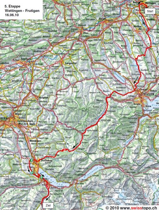 Streckenverlauf Tour de Suisse 2010 - Etappe 5