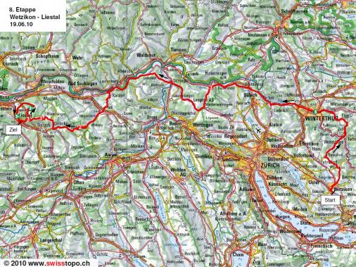 Streckenverlauf Tour de Suisse 2010 - Etappe 8
