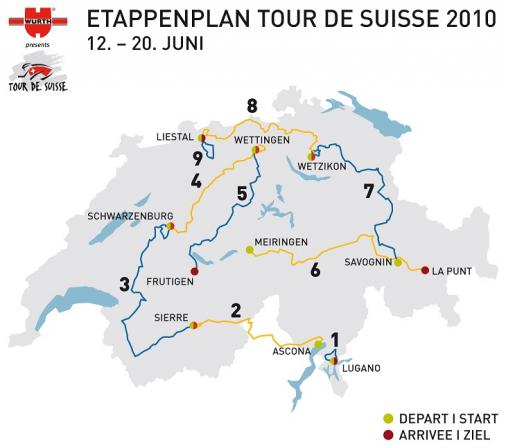 Streckenverlauf Tour de Suisse 2010