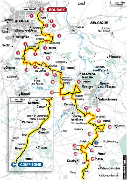 Streckenverlauf Paris - Roubaix 2010