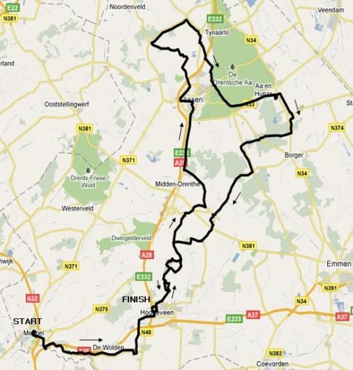 Streckenverlauf Dwars door Drenthe 2010