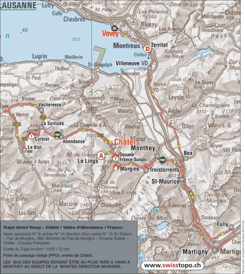 Streckenverlauf Tour de Romandie 2010 - Etappe 4, gesamte Strecke