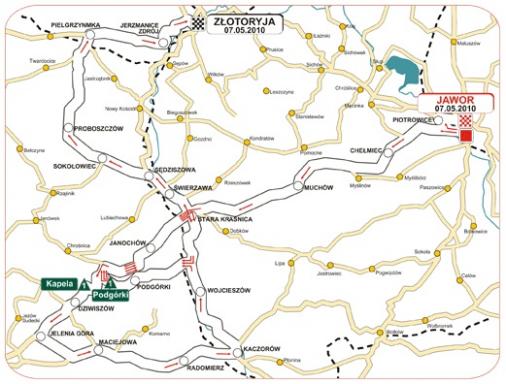 Streckenverlauf Szlakiem Grodw Piastowskich 2010 - Etappe 1
