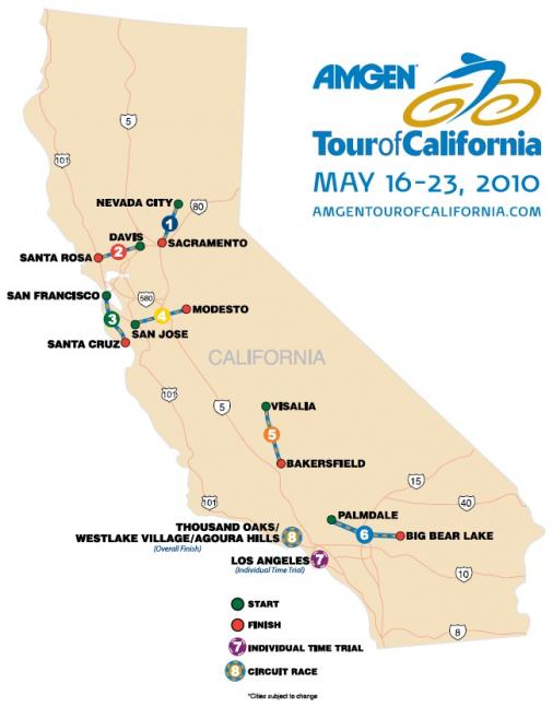 Streckenverlauf Amgen Tour of California 2010