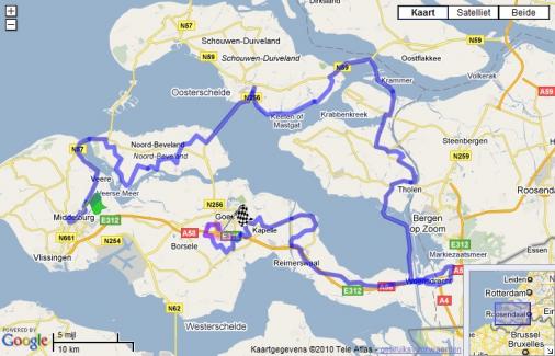 Streckenverlauf Delta Tour Zeeland 2010 - Etappe 1