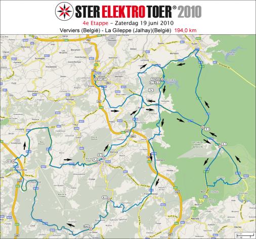 Streckenverlauf Ster Elektrotoer 2010 - Etappe 4
