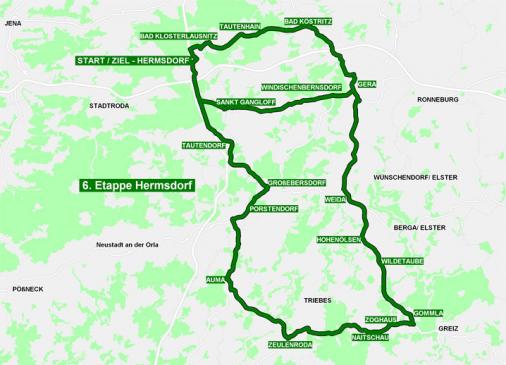 Streckenverlauf Internationale Thringen-Rundfahrt 2010 - Etappe 6