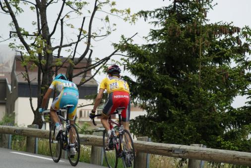 6. Etappe Critrium du Dauphin - Alberto Contator und Janez Brajkovic kurz vor dem Ziel in Alpe dHuez